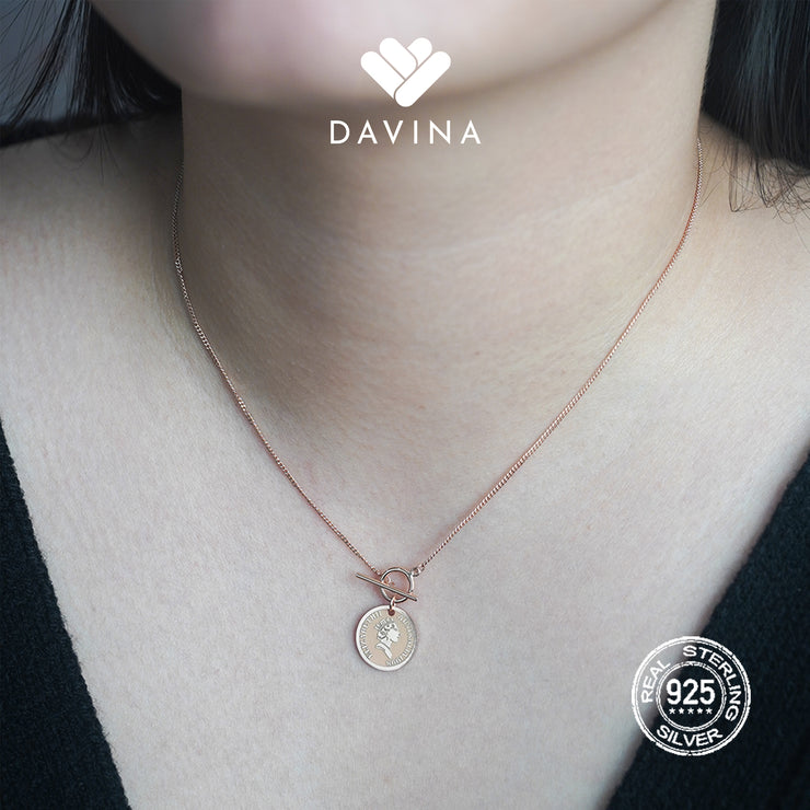 DAVINA Ladies Veins Necklace Rose Gold Color Sterling Silver 925