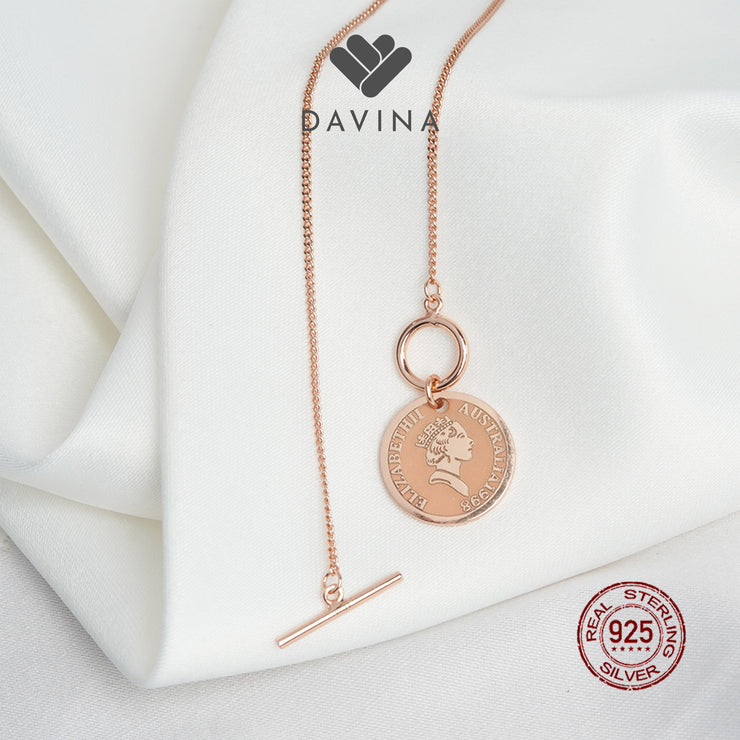 DAVINA Ladies Veins Necklace Rose Gold Color Sterling Silver 925