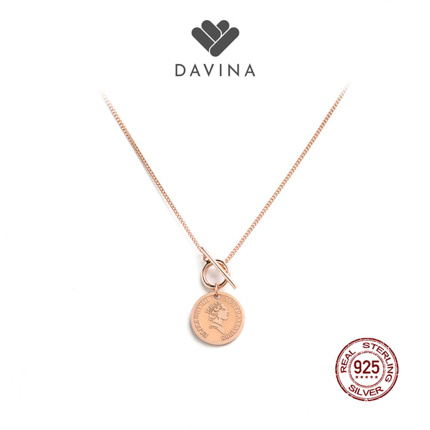 DAVINA Ladies Veins Necklace Rose Gold Color Sterling Silver 925