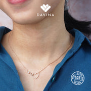 DAVINA Ladies Amore Necklace Rose Gold Plated Sterling Silver 925