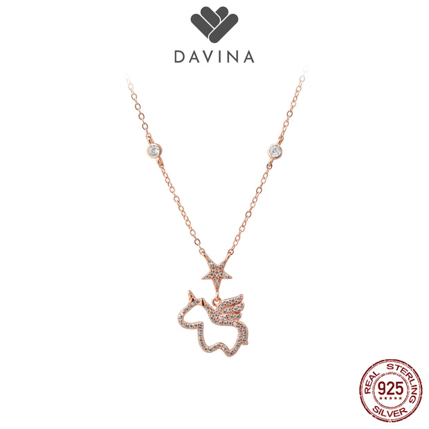 DAVINA Ladies Trixie Necklace Rose Gold Color Sterling Silver 925