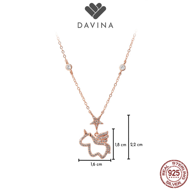 DAVINA Ladies Trixie Necklace Rose Gold Color Sterling Silver 925