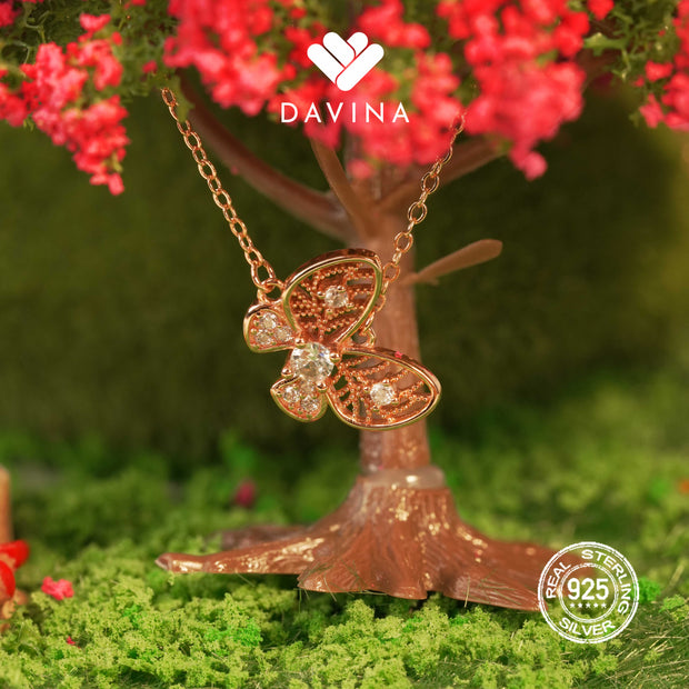 DAVINA Ladies Mikayla Necklace Rose Gold Color Sterling Silver 925