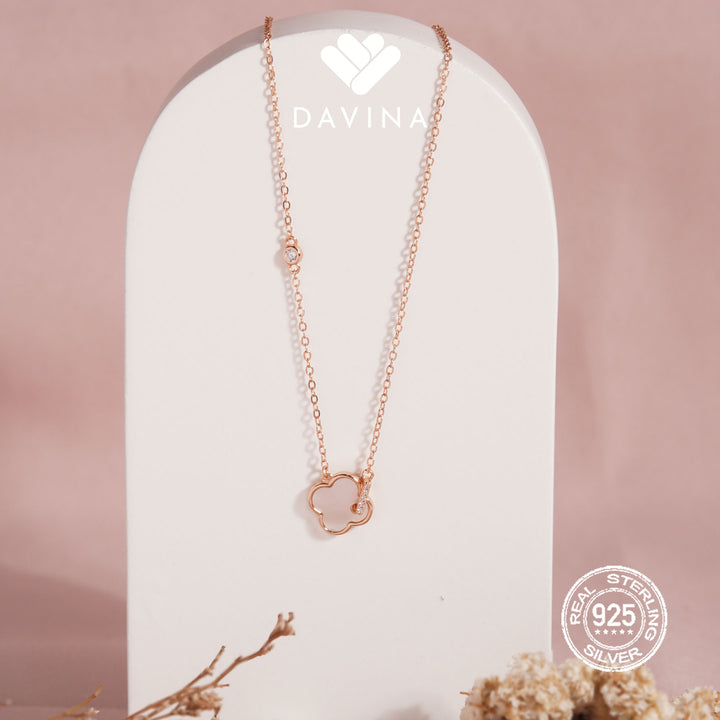 DAVINA Ladies Vleorant Necklace Rose Gold Plated Sterling Silver 925