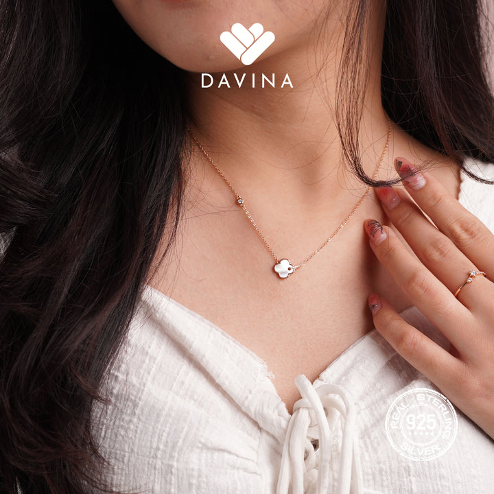 DAVINA Ladies Vleorant Necklace Rose Gold Plated Sterling Silver 925