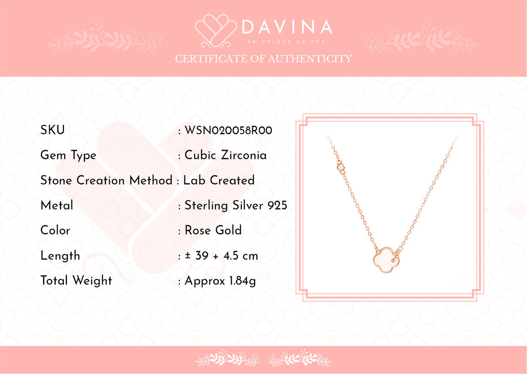 DAVINA Ladies Vleorant Necklace Rose Gold Plated Sterling Silver 925