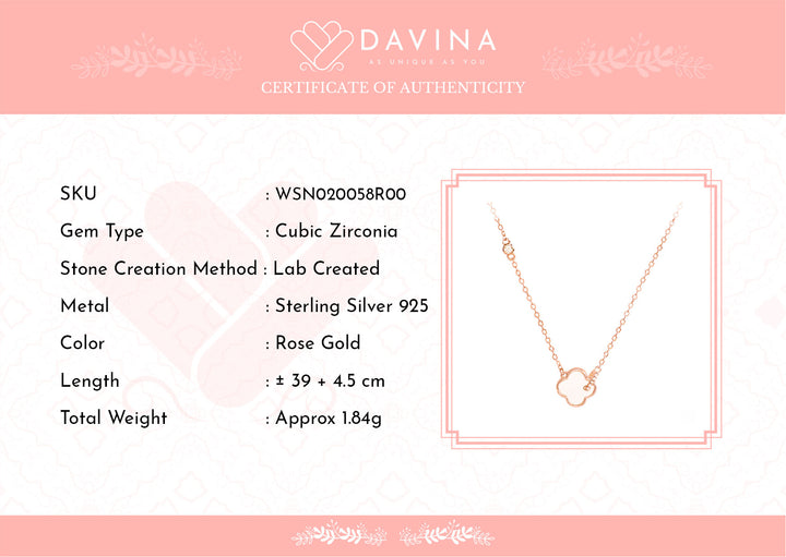 DAVINA Ladies Vleorant Necklace Rose Gold Plated Sterling Silver 925