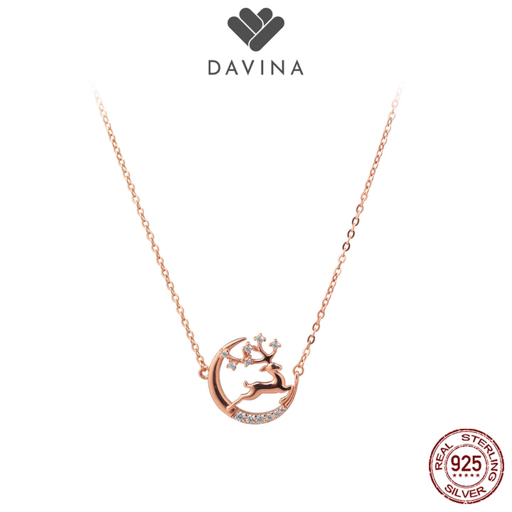 DAVINA Ladies Jingle Necklace Rose Gold Color Sterling Silver 925