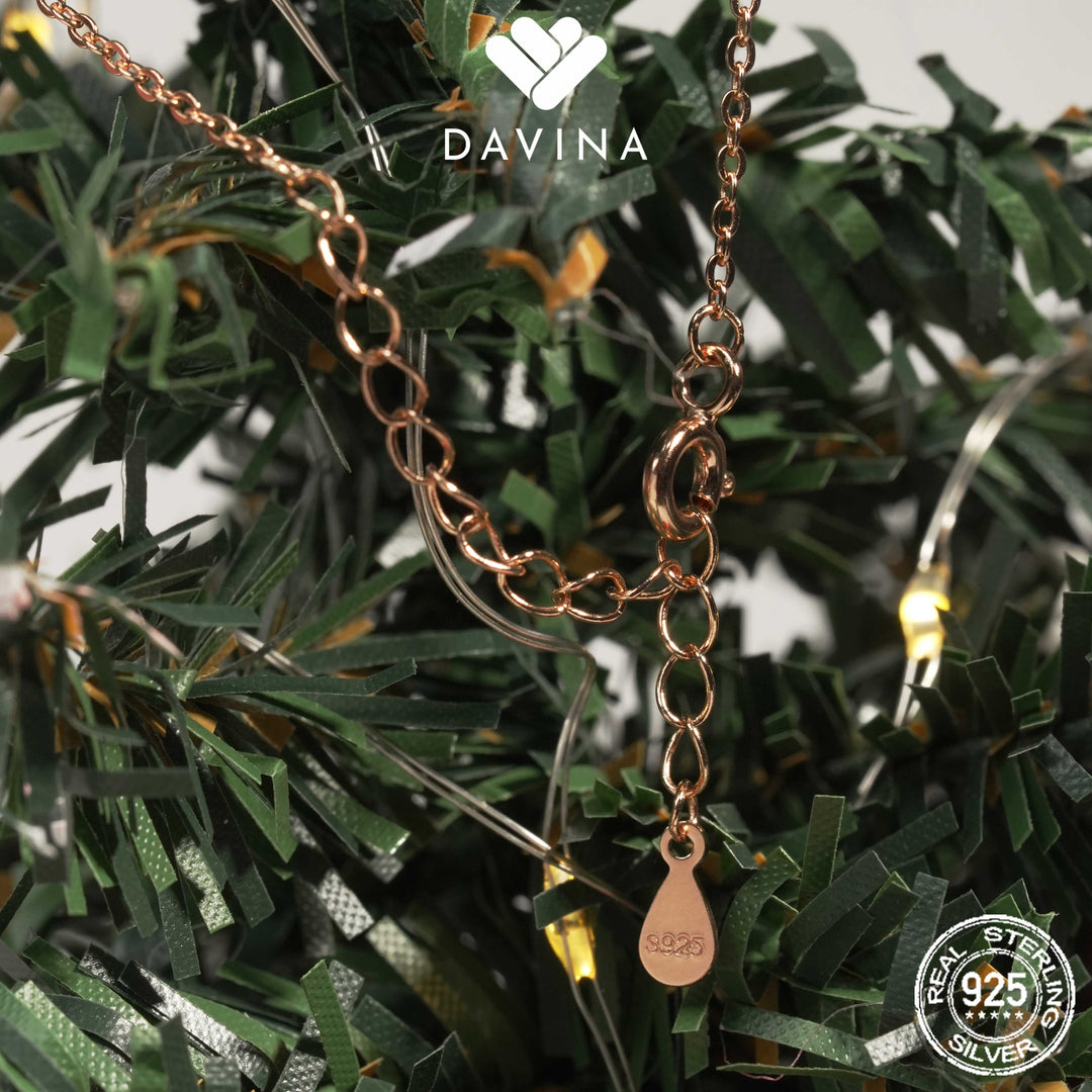 DAVINA Ladies Jingle Necklace Rose Gold Color Sterling Silver 925