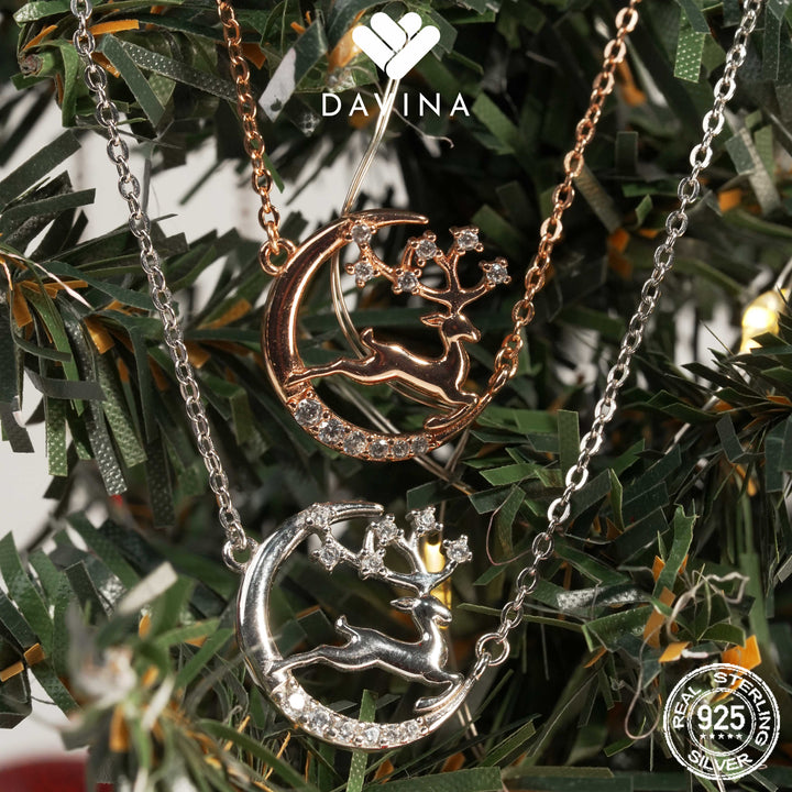 DAVINA Ladies Jingle Necklace Rose Gold Color Sterling Silver 925
