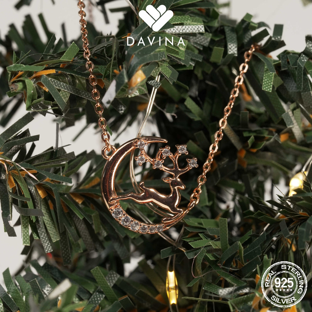 DAVINA Ladies Jingle Necklace Rose Gold Color Sterling Silver 925