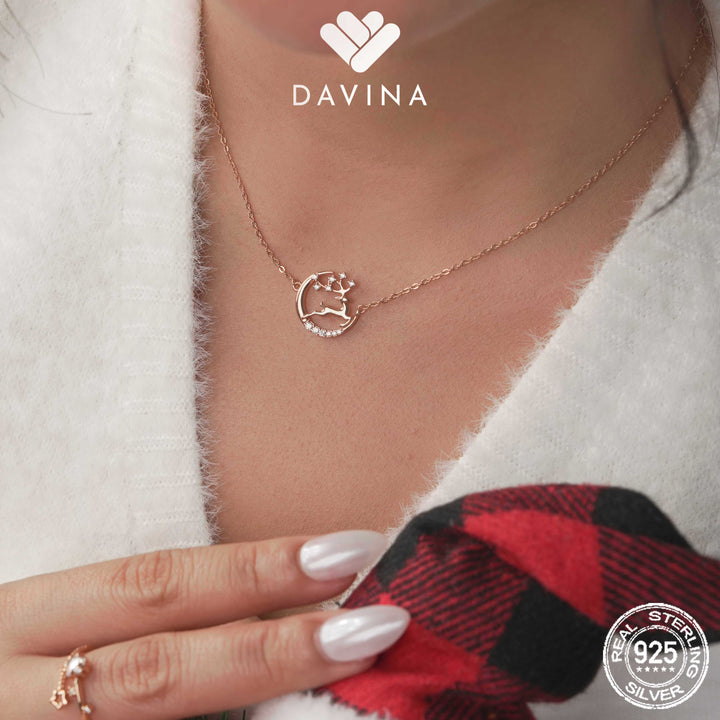 DAVINA Ladies Jingle Necklace Rose Gold Color Sterling Silver 925