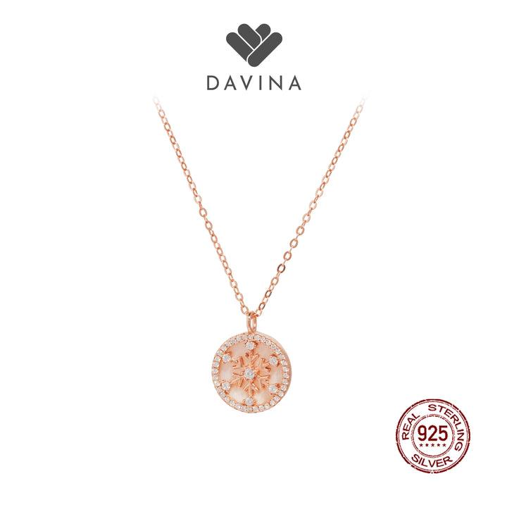 DAVINA Ladies Frostine Necklace Rose Gold Color Sterling Silver 925