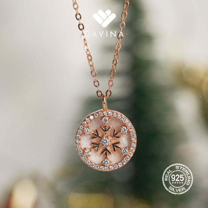 DAVINA Ladies Frostine Necklace Rose Gold Color Sterling Silver 925