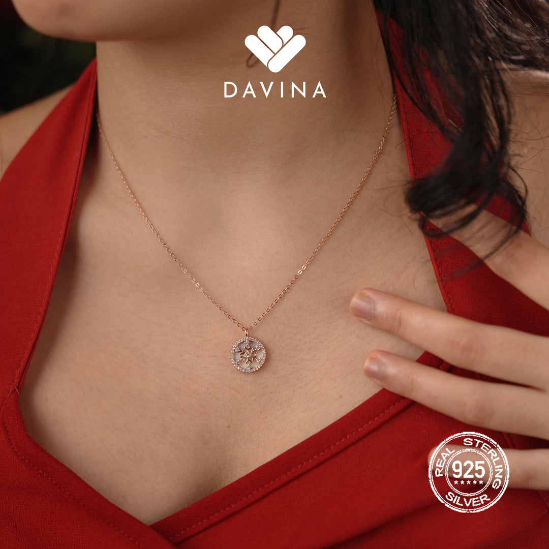 DAVINA Ladies Frostine Necklace Rose Gold Color Sterling Silver 925