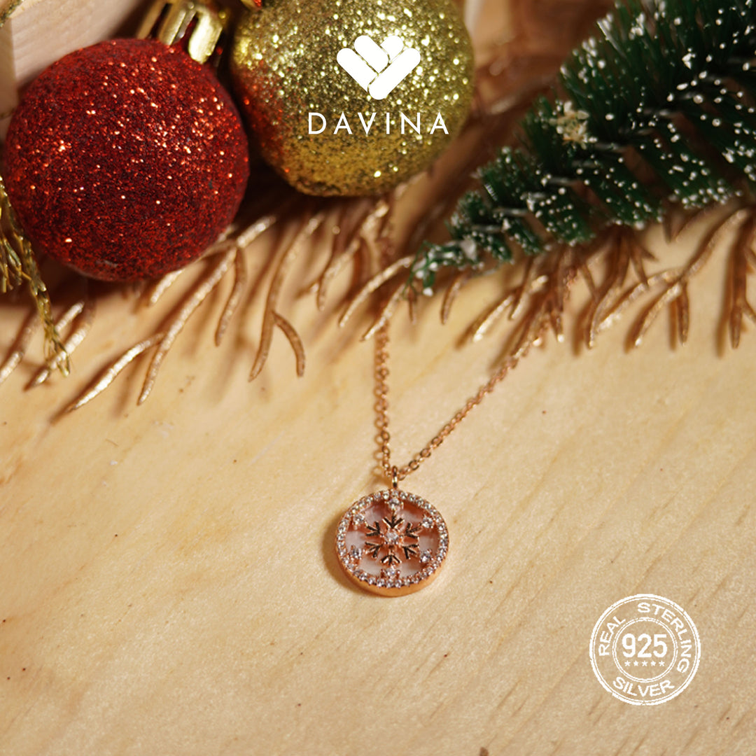 DAVINA Ladies Frostine Necklace Rose Gold Color Sterling Silver 925