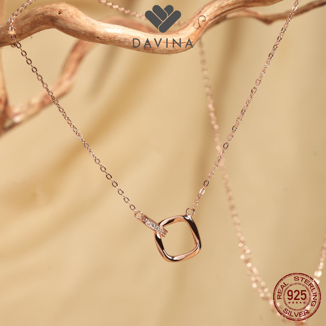 DAVINA Ladies Venola Necklace Rose Gold Color Sterling Silver 925