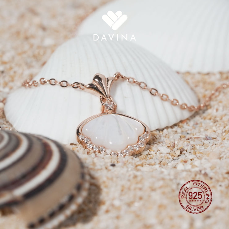 DAVINA Ladies Shell Necklace Rose Gold Color Sterling Silver 925