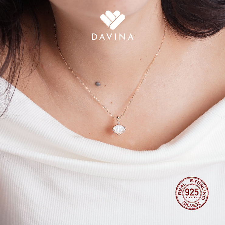 DAVINA Ladies Shell Necklace Rose Gold Color Sterling Silver 925