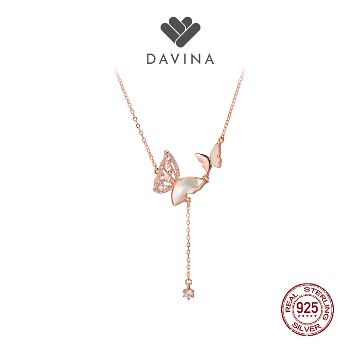 DAVINA Ladies Ailsa Necklace Rose Gold Color Sterling Silver 925
