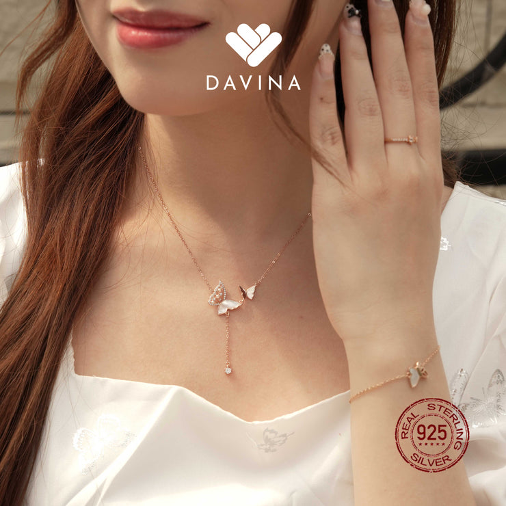 DAVINA Ladies Ailsa Necklace Rose Gold Color Sterling Silver 925