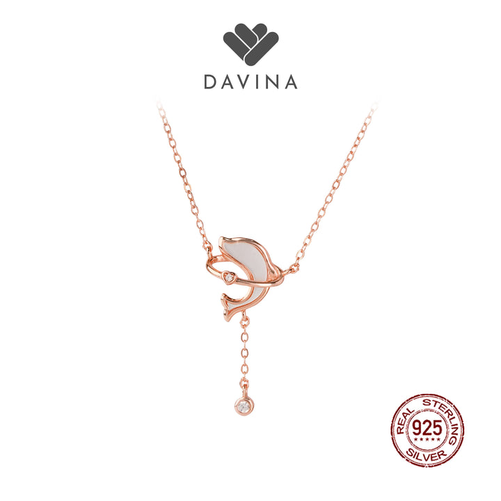 DAVINA Ladies Dolphin Necklace Rose Gold Plated Sterling Silver 925