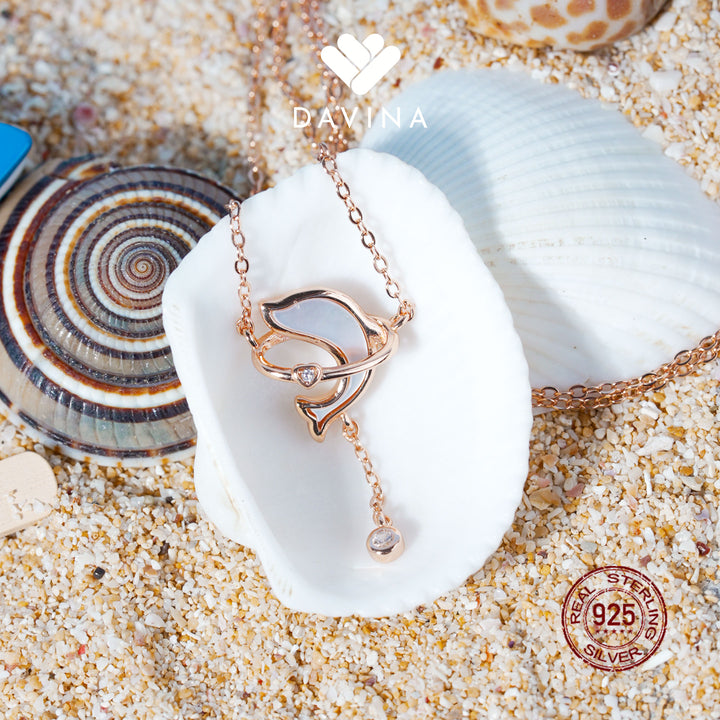 DAVINA Ladies Dolphin Necklace Rose Gold Plated Sterling Silver 925