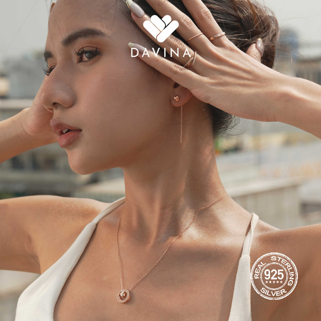 DAVINA Ladies Madison Necklace Rose Gold Color Sterling Silver 925