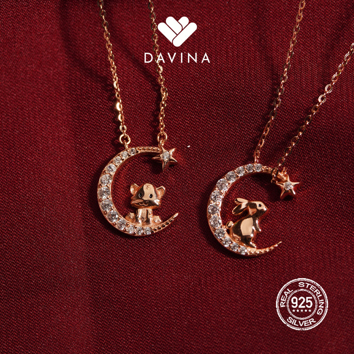 DAVINA Ladies Chinese Zodiac Necklace Rose Gold Color Sterling Silver 925