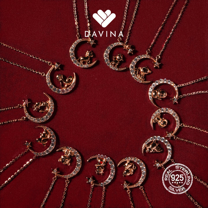 DAVINA Ladies Chinese Zodiac Necklace Rose Gold Color Sterling Silver 925