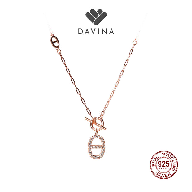 Davina Ladies Ondine Necklace Rose Gold Color Sterling Silver 925