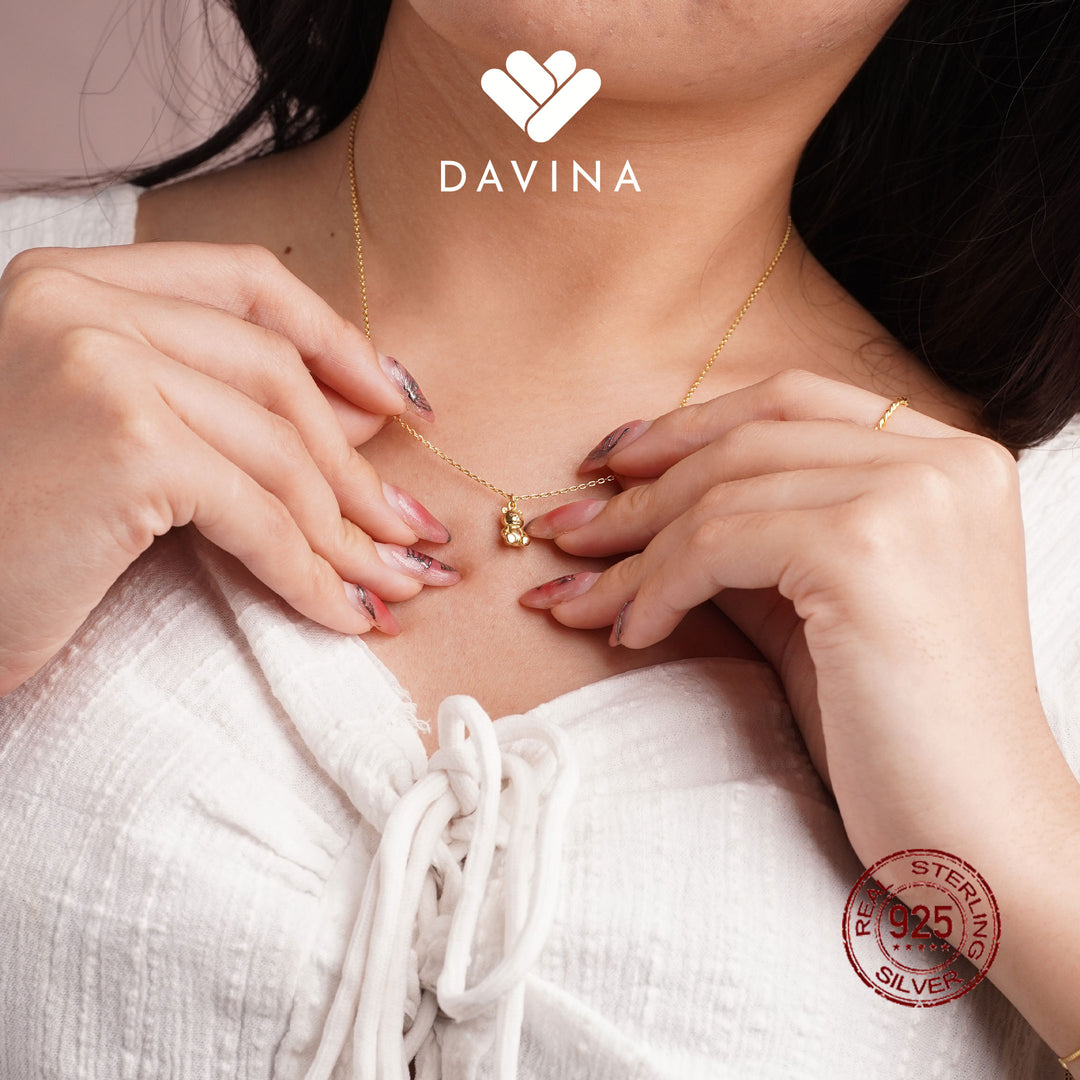 DAVINA Ladies Kiddos Necklace Gold Color Sterling Silver 925