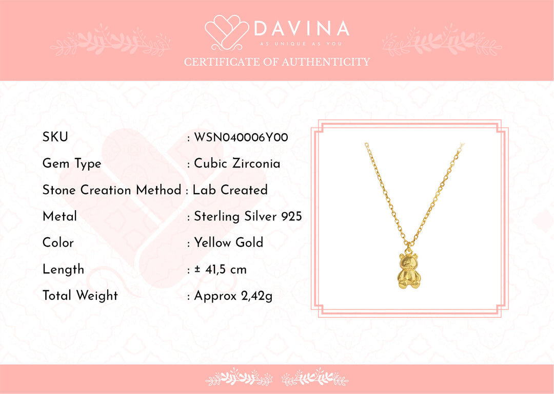 DAVINA Ladies Kiddos Necklace Gold Color Sterling Silver 925