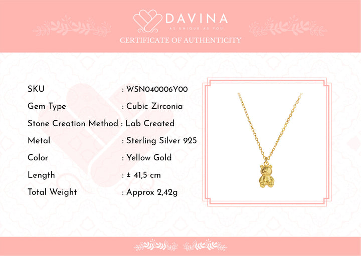 DAVINA Ladies Kiddos Necklace Gold Color Sterling Silver 925