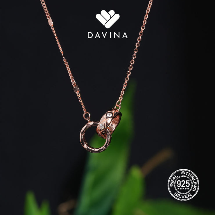 DAVINA Ladies Theona Necklace Rose Gold Color Sterling Silver 925