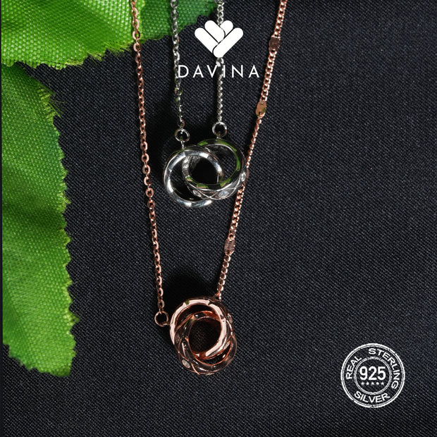 DAVINA Ladies Theona Necklace Rose Gold Color Sterling Silver 925