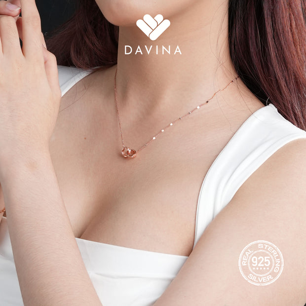 DAVINA Ladies Theona Necklace Rose Gold Color Sterling Silver 925