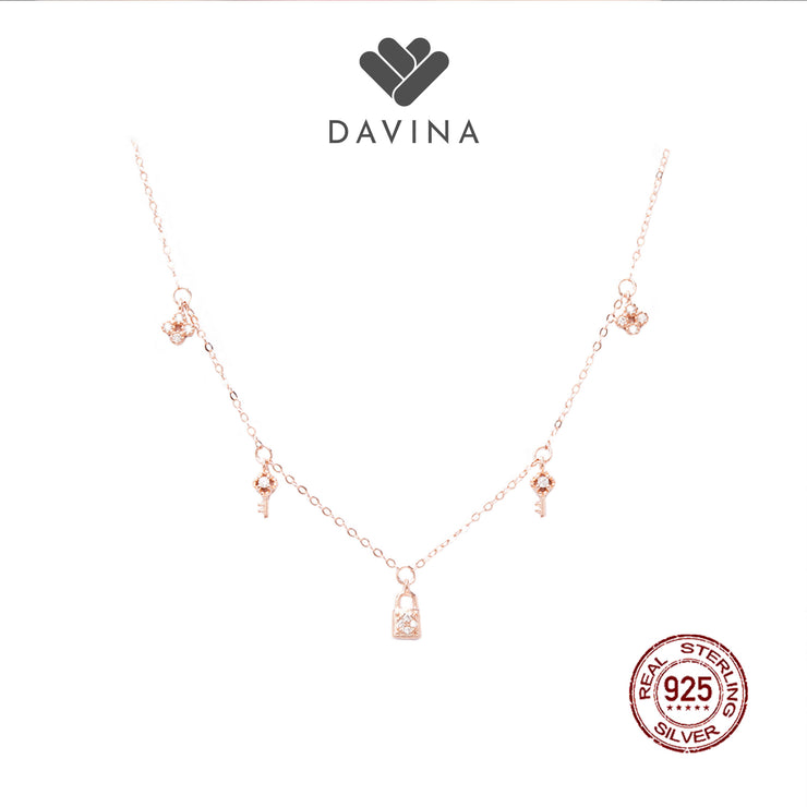 DAVINA Ladies Graciela Necklace Rose Gold Color Sterling Silver 925