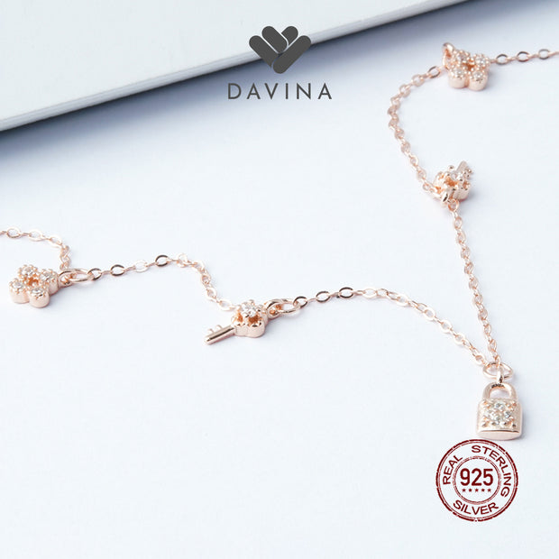 DAVINA Ladies Graciela Necklace Rose Gold Color Sterling Silver 925