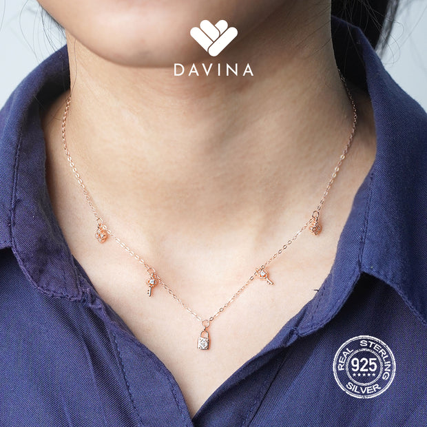 DAVINA Ladies Graciela Necklace Rose Gold Color Sterling Silver 925