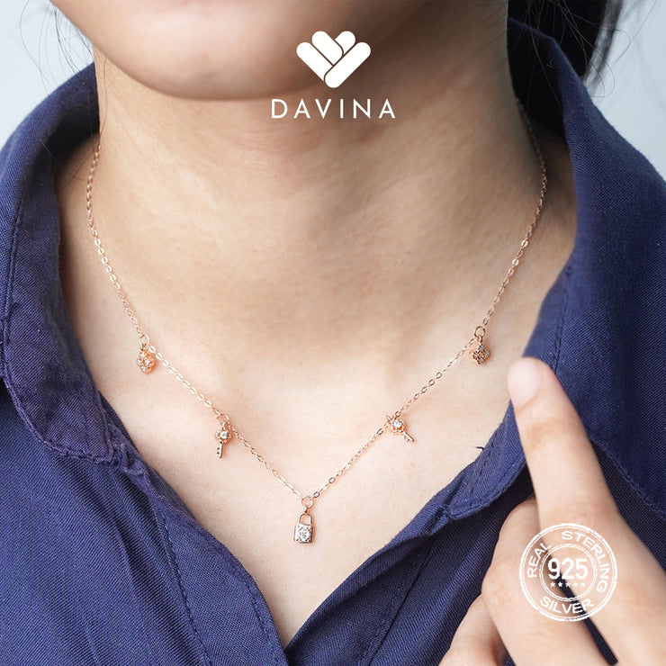 DAVINA Ladies Graciela Necklace Rose Gold Color Sterling Silver 925