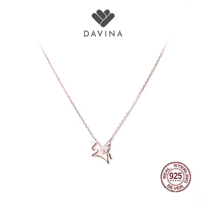 DAVINA Ladies Pony Necklace Rose Gold Plated Sterling Silver 925