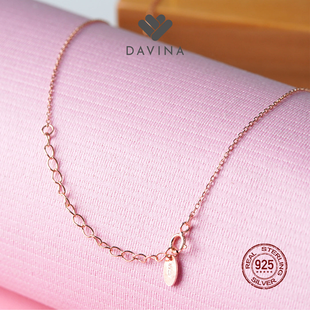 DAVINA Ladies Pony Necklace Rose Gold Plated Sterling Silver 925