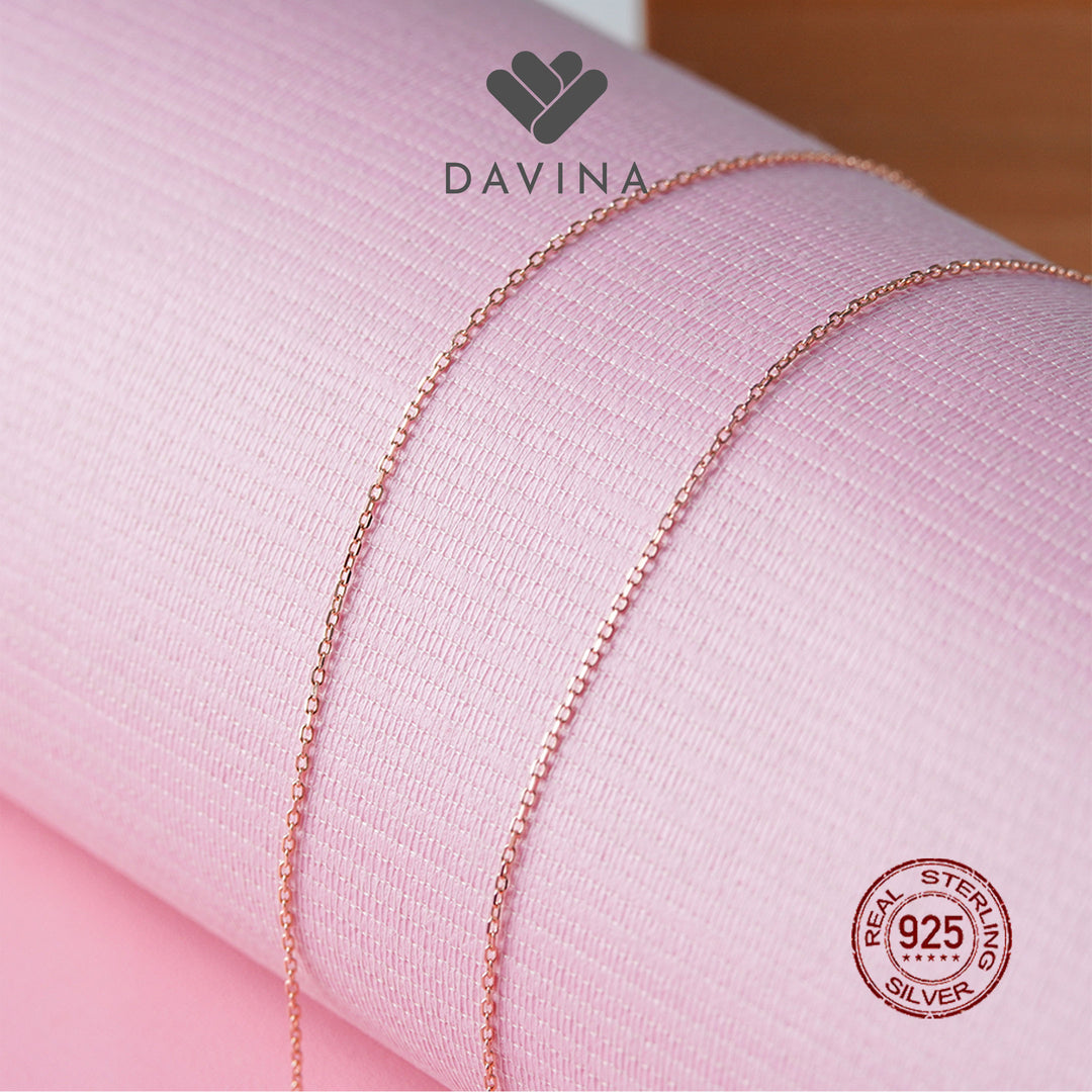 DAVINA Ladies Pony Necklace Rose Gold Plated Sterling Silver 925