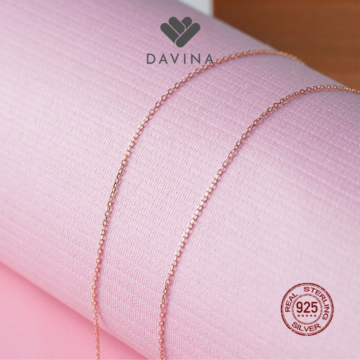 DAVINA Ladies Pony Necklace Rose Gold Plated Sterling Silver 925