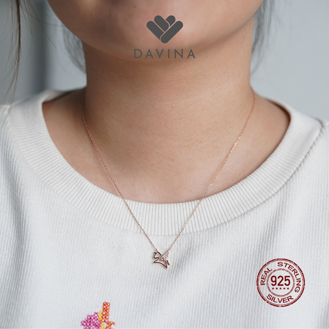 DAVINA Ladies Pony Necklace Rose Gold Plated Sterling Silver 925