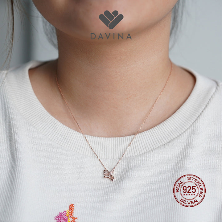 DAVINA Ladies Pony Necklace Rose Gold Plated Sterling Silver 925