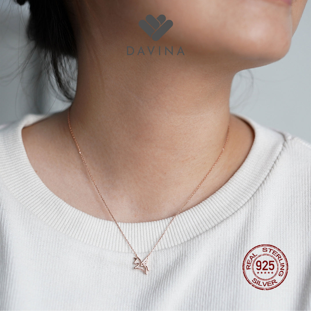 DAVINA Ladies Pony Necklace Rose Gold Plated Sterling Silver 925
