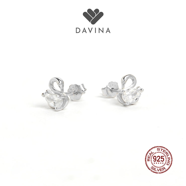 DAVINA Ladies Swan Earrings Sterling Silver 925