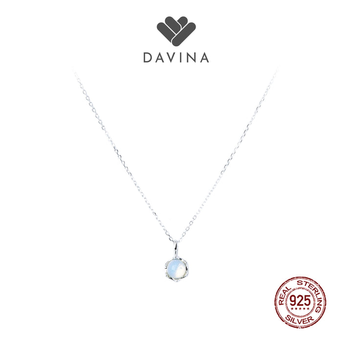 Kalung Anora perhiasan sterling silver 925 DAVINA dengan batu moonstone elegan untuk hadiah romantis